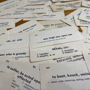 Vintage Griechisch - Englische Vokabelkarten *50er Pack zufällig* Große Epherma Phrasen