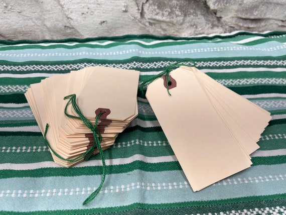 Brown Card Tags, Vintage Look Kraft Tags with String & Eyelet