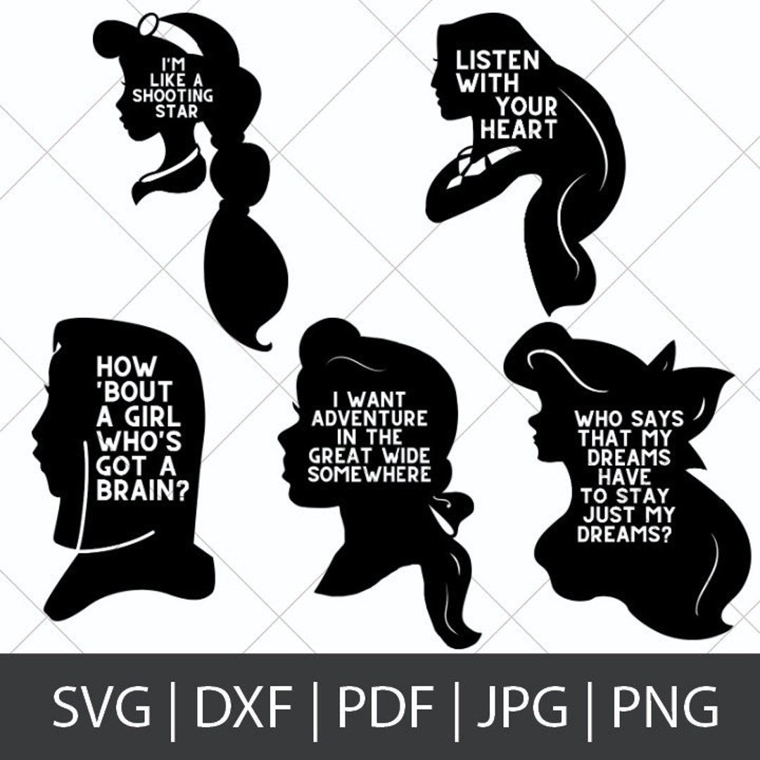 Disney Princess Silhouette Svg Renaissance Princess Quotes Etsy