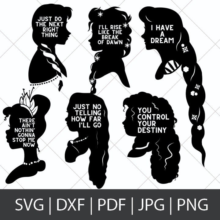 Disney Princess Silhouette Svg Modern Princess Quotes Etsy