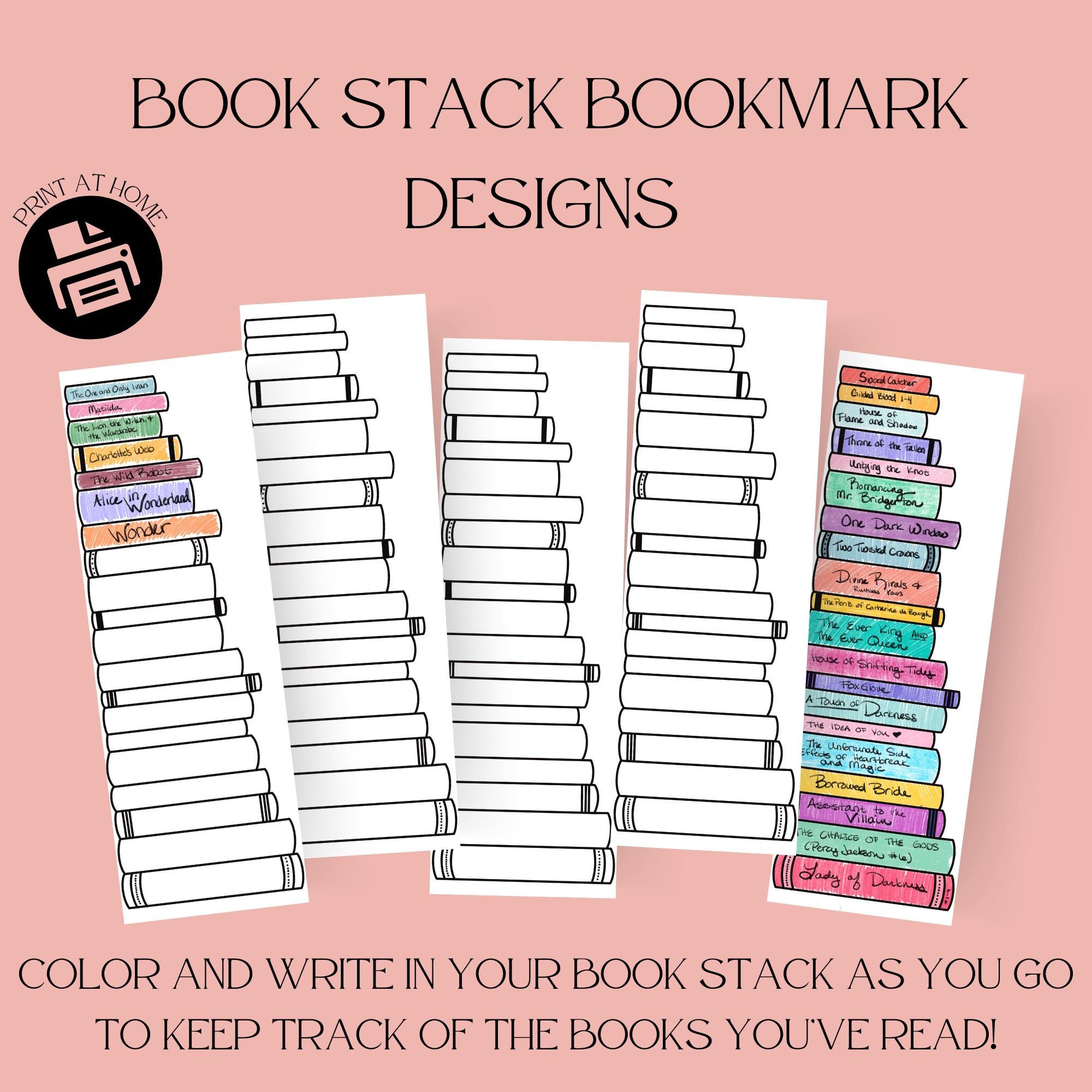 Printable Book Tracker Bookmark - 20 Book Stack Bookmark, Reading Log ...