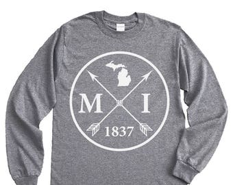 Homeland Tees Michigan Arrow Long Sleeve Shirt Home State Unisex T-Shirt