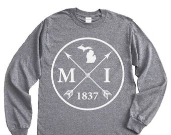 Homeland Tees Michigan Arrow Long Sleeve Shirt