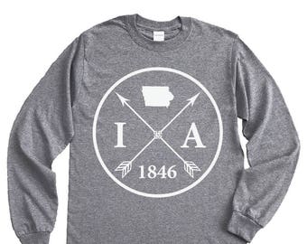 Homeland Tees Iowa Arrow Long Sleeve Shirt Home State Unisex T-Shirt