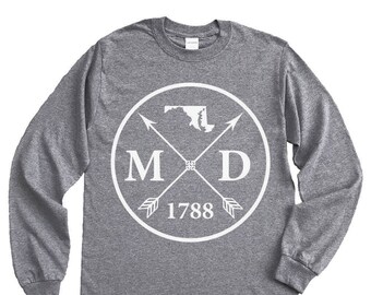 Homeland Tees Maryland Arrow Long Sleeve Shirt Home State Unisex T-Shirt