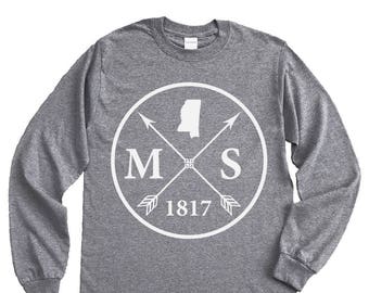 Homeland Tees Mississippi Arrow Long Sleeve Shirt Home State Unisex T-Shirt