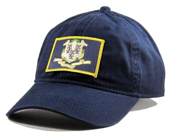 Homeland Tees Connecticut Flag Hat State Flag Embroidered Patch Dad Hat Men's Baseball Cap