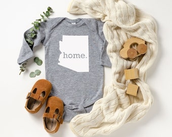 Homeland Tees Arizona Home State Onesie® Long Sleeve Baby Bodysuit, New Baby Gift Baby Shower Gift, Baby Boy Baby Girl, Coming Home Outfit