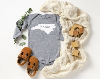 Homeland Tees North Carolina Home State Onesie® Long Sleeve Baby Bodysuit, New Baby Gift Baby Shower Gift, Baby Boy Baby Girl, Coming Home