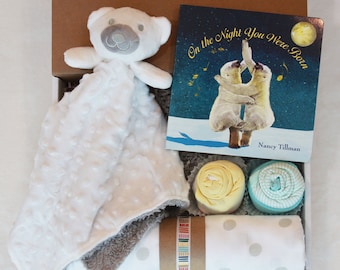 On The Night You Were Born Book Gift Box, Baby Shower Gift, Gender Neutral Gift Basket, Newborn Essentials, Bear Lovey