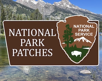 National Park Patch / Embroidered Iron On Patch / National Parks of America / Arrowhead Patch / Souvenir Patch / Measures 3.75" x 1.75"