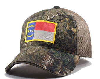 Homeland Tees North Carolina Flag Patch Trucker Hat - Realtree Camo Men's Cap