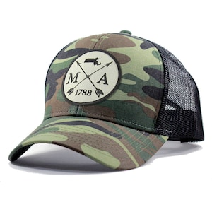 Homeland Tees Massachusetts Arrow Hat - Army Camo Trucker