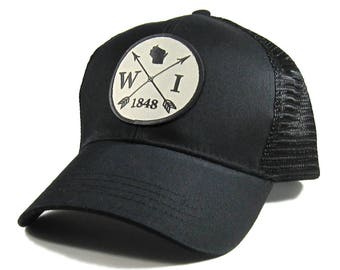 Homeland Tees Wisconsin Arrow Hat - All Black Trucker