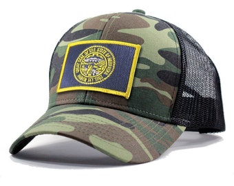 Homeland Tees Nebraska Flag Hat - Army Camo Trucker