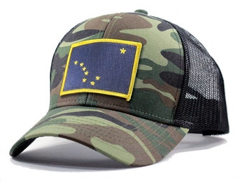 Homeland Tees Alaska Flag Hat - Army Camo Trucker