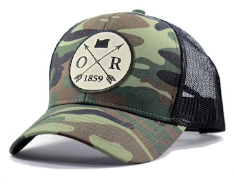 Homeland Tees Oregon Arrow Hat - Army Camo Trucker