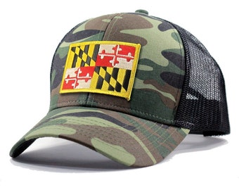 Homeland Tees Maryland Flag Hat - Army Camo Trucker