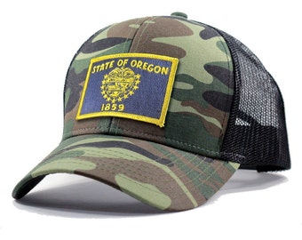 Homeland Tees Oregon Flag Hat - Army Camo Trucker