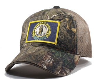 Homeland Tees Kentucky Flag Hat - Realtree Camo Trucker Men's Cap