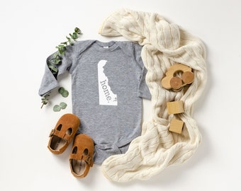 Homeland Tees Delaware Home State Onesie® Long Sleeve Baby Bodysuit, New Baby Gift Baby Shower Gift, Baby Boy Baby Girl, Coming Home Outfit
