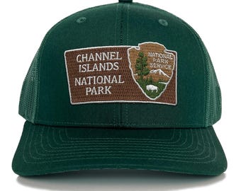 Channel Islands National Park Trucker Hat with Woven Embroidered National Park Sign Arrowhead Patch Souvenir Gift