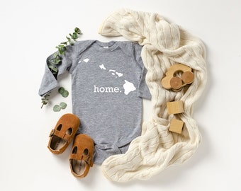 Homeland Tees Hawaii Home State Onesie® Long Sleeve Baby Bodysuit, New Baby Gift Baby Shower Gift, Baby Boy Baby Girl, Coming Home Outfit