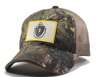 Homeland Tees Massachusetts Flag Hat - Realtree Trucker