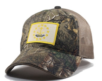 Homeland Tees Rhode Island Flag Hat - Realtree Camo Trucker Men's Cap