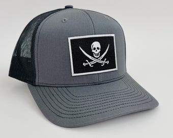 Homeland Tees Calico Jack Pirate Flag Trucker Hat - Skull & Swords Patch