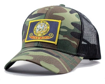 Homeland Tees Idaho Flag Hat - Army Camo Trucker