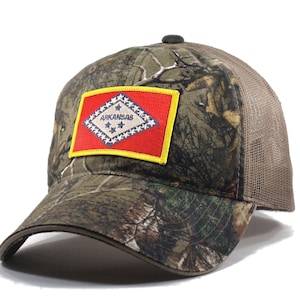 Homeland Tees Arkansas Flag Hat - Realtree Camo Trucker Men&#39;s Cap