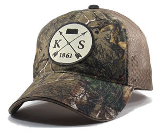 Homeland Tees Kansas Arrow Hat - Realtree Camo Trucker