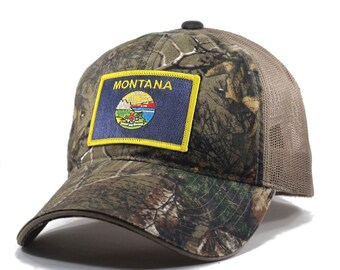 Homeland Tees Montana Flag Hat - Realtree Camo Trucker