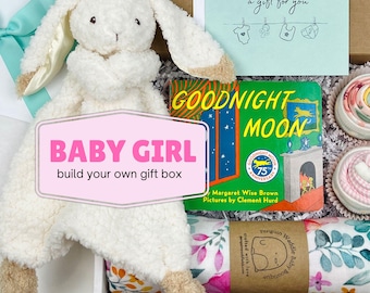 Customizable Baby Girl Gift Box: Onesies®, Swaddle, Lovey & Book - Perfect Shower Present