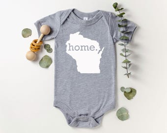 Homeland Tees Wisconsin Home State Onesie®, State Baby Bodysuit, Baby Shower Gift, New Baby Welcome Gift, Newborn Clothes Baby Boy Baby Girl