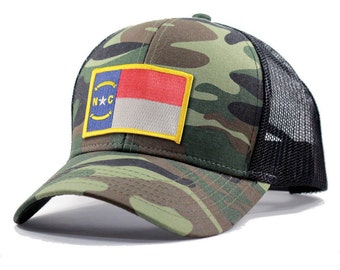 Homeland Tees Army Camo North Carolina Flag Patch Trucker Hat