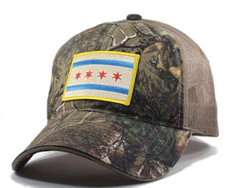 Homeland Tees Chicago Flag Hat - Realtree Camo Trucker Men's Cap