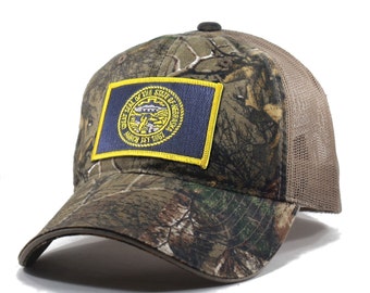 Homeland Tees Nebraska Flag Hat - Realtree Camo Trucker