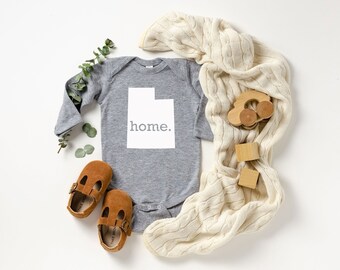 Homeland Tees Utah Home State Onesie® Long Sleeve Baby Bodysuit, New Baby Gift Baby Shower Gift, Baby Boy Baby Girl, Coming Home Outfit