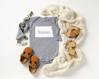 Homeland Tees North Dakota Home State Onesie® Long Sleeve Baby Bodysuit, New Baby Gift Baby Shower Gift, Baby Boy Baby Girl, Coming Home