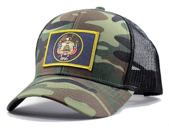 Homeland Tees Utah Flag Hat - Army Camo Trucker