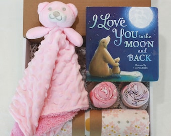 Love You to the Moon Gift Box, Baby Shower Gift, New Baby Gift, Baby Boy Baby Girl, Gender Neutral Gift Basket, Onesie Cupcakes