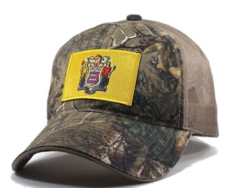 Homeland Tees New Jersey Flag Hat - Realtree Camo Trucker Men's Cap