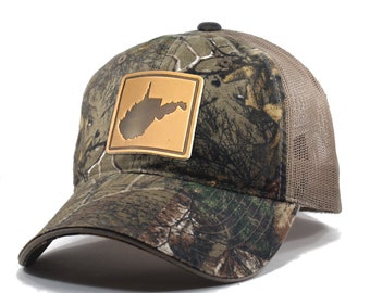 Homeland Tees West Virginia Leather Patch Hat - Realtree Camo Trucker