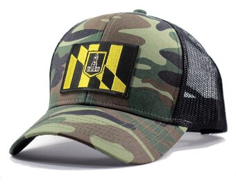 Homeland Tees Baltimore Flag Hat - Army Camo Trucker