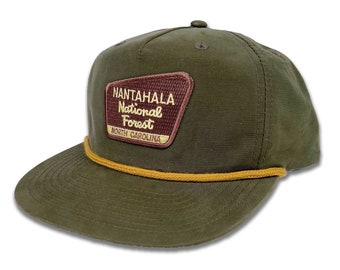 Homeland Tees Nantahala National Forest Patch Rope Hat, Flat Bill Baseball Trucker Hat, 5 Panel Outdoors Cap