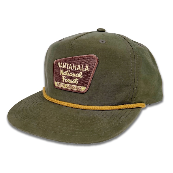 Homeland Tees Nantahala National Forest Patch Rope Hat, Flat Bill Baseball Trucker Hat, 5 Panel Outdoors Cap
