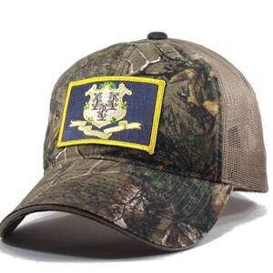 Homeland Tees Connecticut Flag Hat - Realtree Camo Trucker Men&#39;s Cap