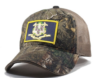 Homeland Tees Connecticut Flag Hat - Realtree Camo Trucker